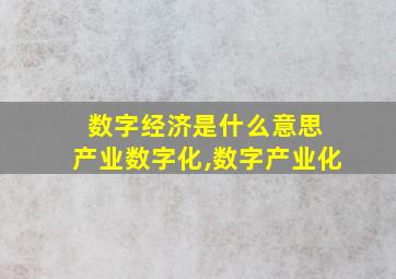 数字经济是什么意思 产业数字化,数字产业化